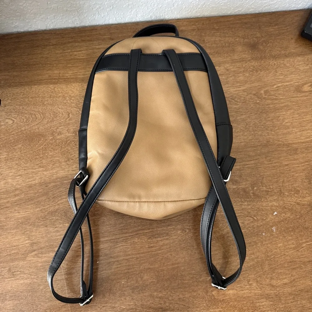 Nine West Color block Mini Backpack Beige, Black, & Cream